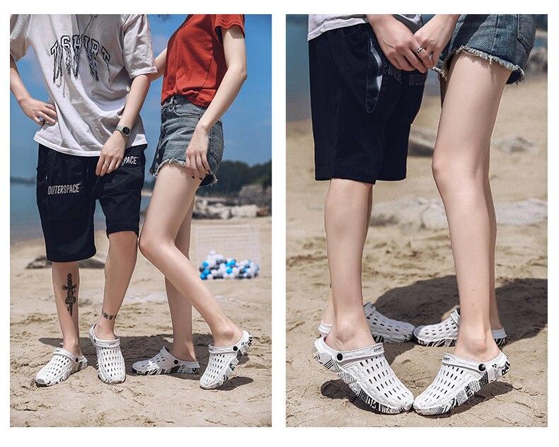 Stevvex sandals pair hollow-out flats for him and her white slip-ons with anti-skid sole on Tampa Home & Garden Store