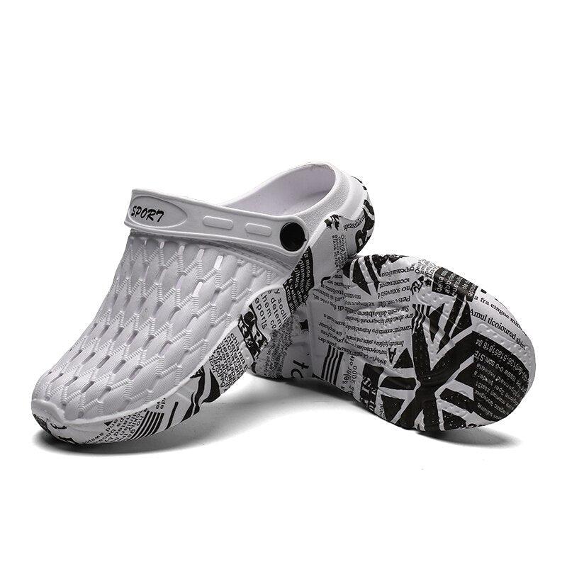 Stevvex white hollow-out sandals slip-on clogs with anti-skid rubber sole on Tampa Home & Garden Store