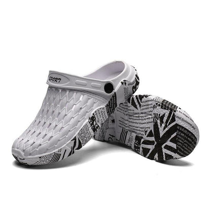 Stevvex white hollow-out sandals slip-on clogs with anti-skid rubber sole on Tampa Home & Garden Store