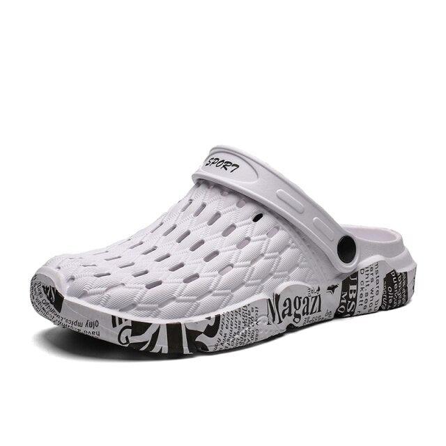 Stevvex white hollow-out sandals slip-on clogs with anti-skid rubber sole on Tampa Home & Garden Store
