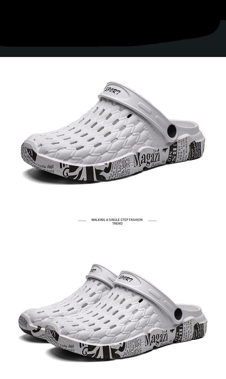 Stevvex white hollow-out sandals pair with hollow-out upper and anti-skid rubber sole on Tampa Home & Garden Store
