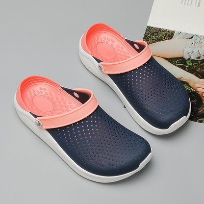 Stevvex unisex navy perforated water sandals with pink strap and white sole (2 pairs) on Tampa Home & Garden Store