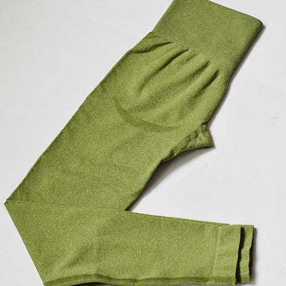 Stevvex women's seamless leggings olive green high-waist workout pants laid flat on Tampa Home & Garden Store