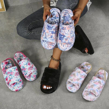Warm Women Slippers Open Toe Memory Foam