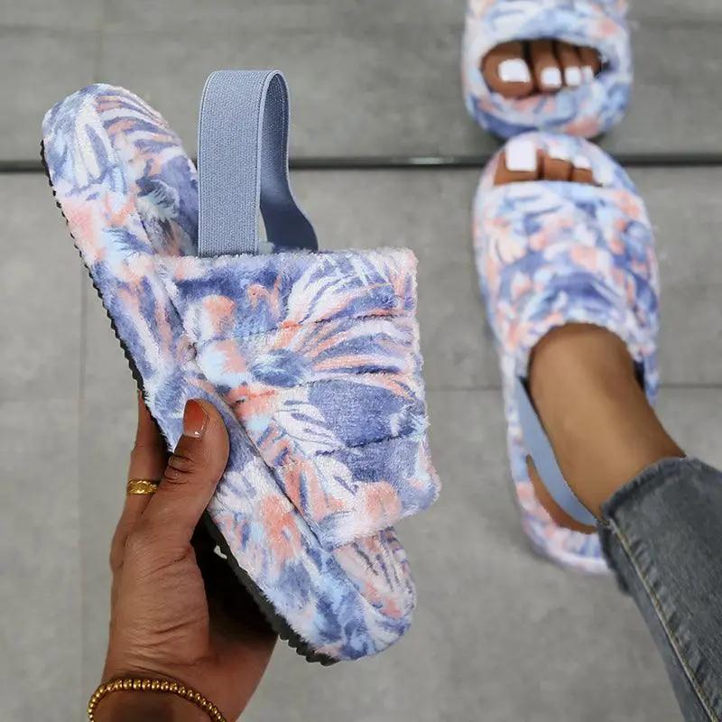 Warm Women Slippers Open Toe Memory Foam