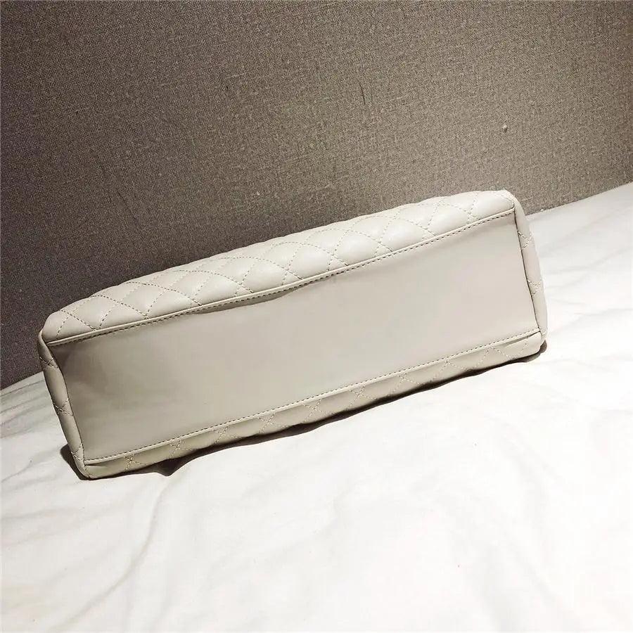 Women Pu Leather Shoulder Bag Stevvex ST93128BCD, cream quilted, large capacity on Tampa Home & Garden Store