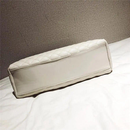 Women Pu Leather Shoulder Bag Stevvex ST93128BCD, cream quilted, large capacity on Tampa Home & Garden Store