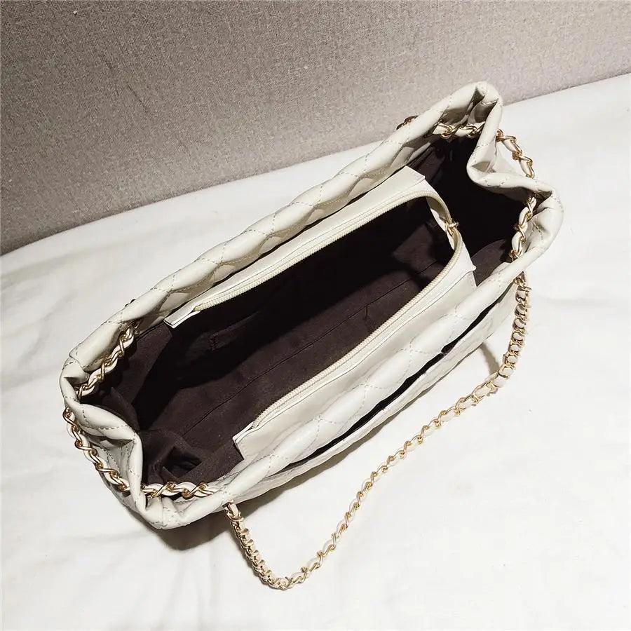 Women PU leather shoulder bag quilted exterior large crossbody with chain strap Stevvex on Tampa Home & Garden Store