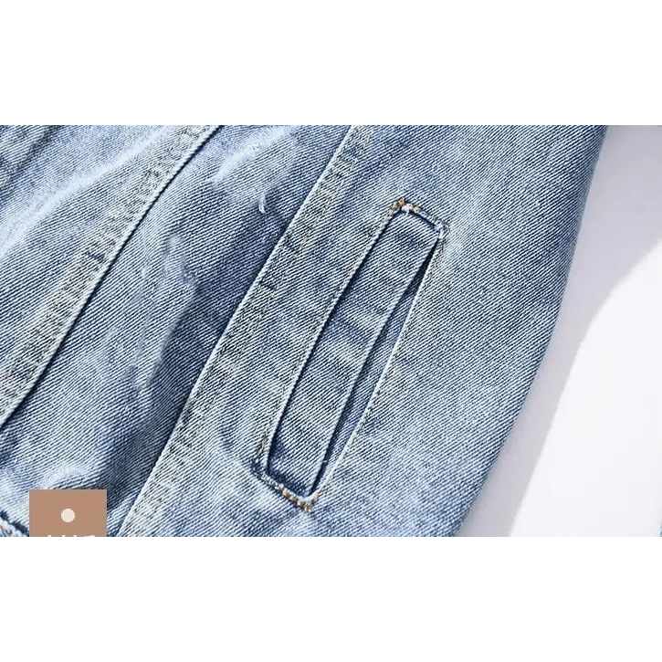 New Sizzling Women's Denim Jacket light wash with front pocket and ripped details on Tampa Home & Garden Store