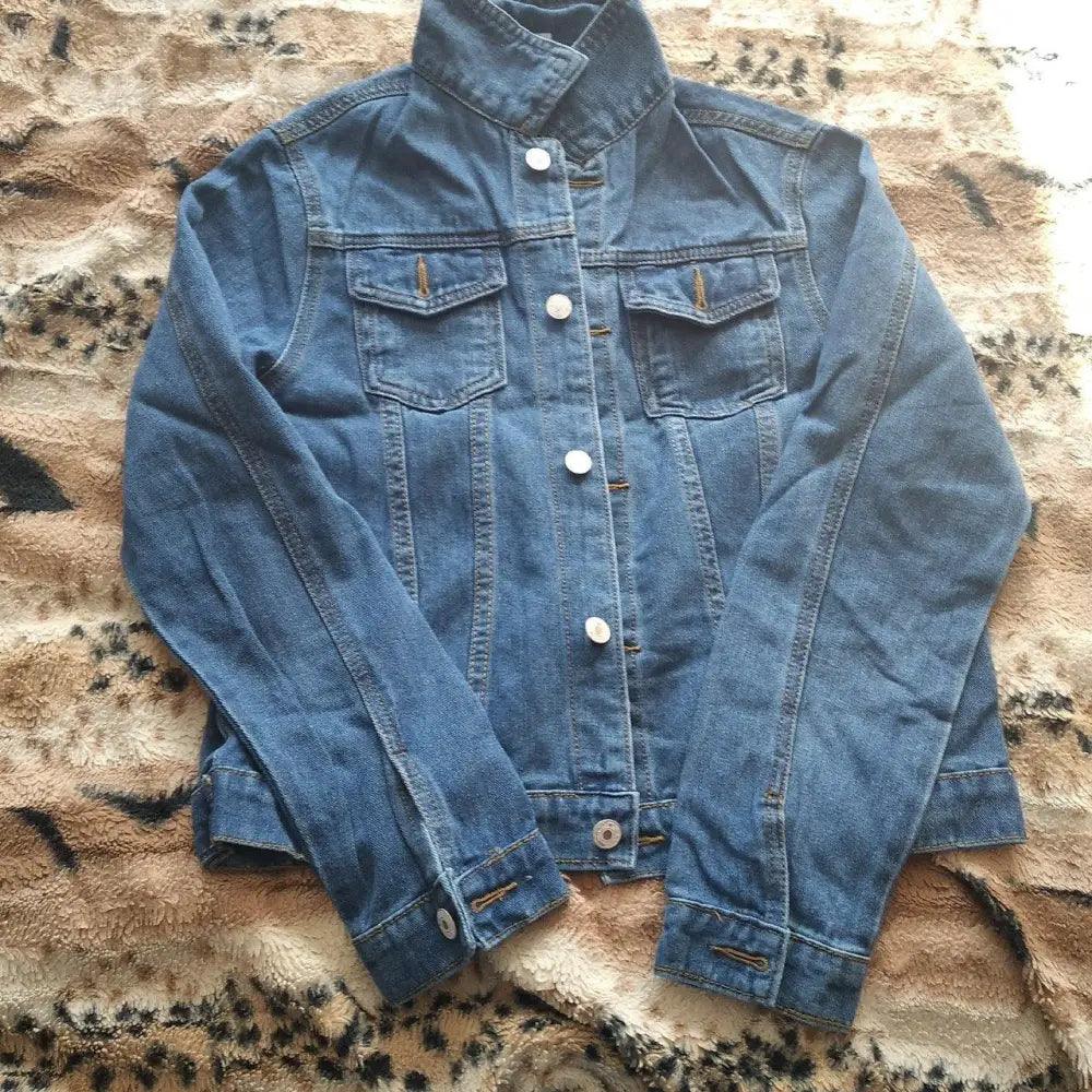 Denim trucker jacket blue indigo for women with button front and chest pockets Stevvex on Tampa Home & Garden Store