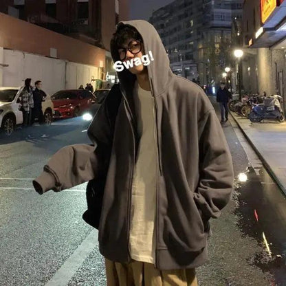 Stevvex hooded sweatshirt taupe oversized fleece for men casual streetwear on Tampa Home & Garden Store
