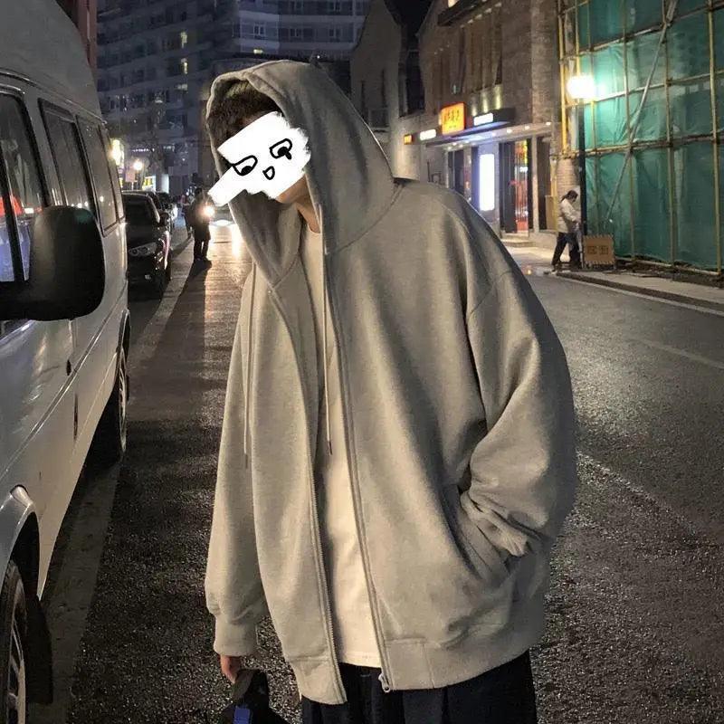 Stevvex gray fleece hoodie, oversized hooded sweatshirt for men, casual wear on Tampa Home & Garden Store