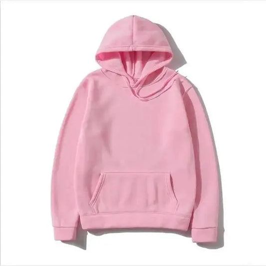 Pink hoodie with front kangaroo pocket and hood, solid color fleece casual sweatshirt on Tampa Home & Garden Store