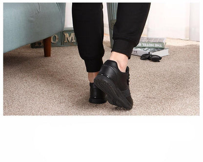 Black men's lace-up athletic walking shoes with cushioned sole and textured outsole on Tampa Home & Garden Store