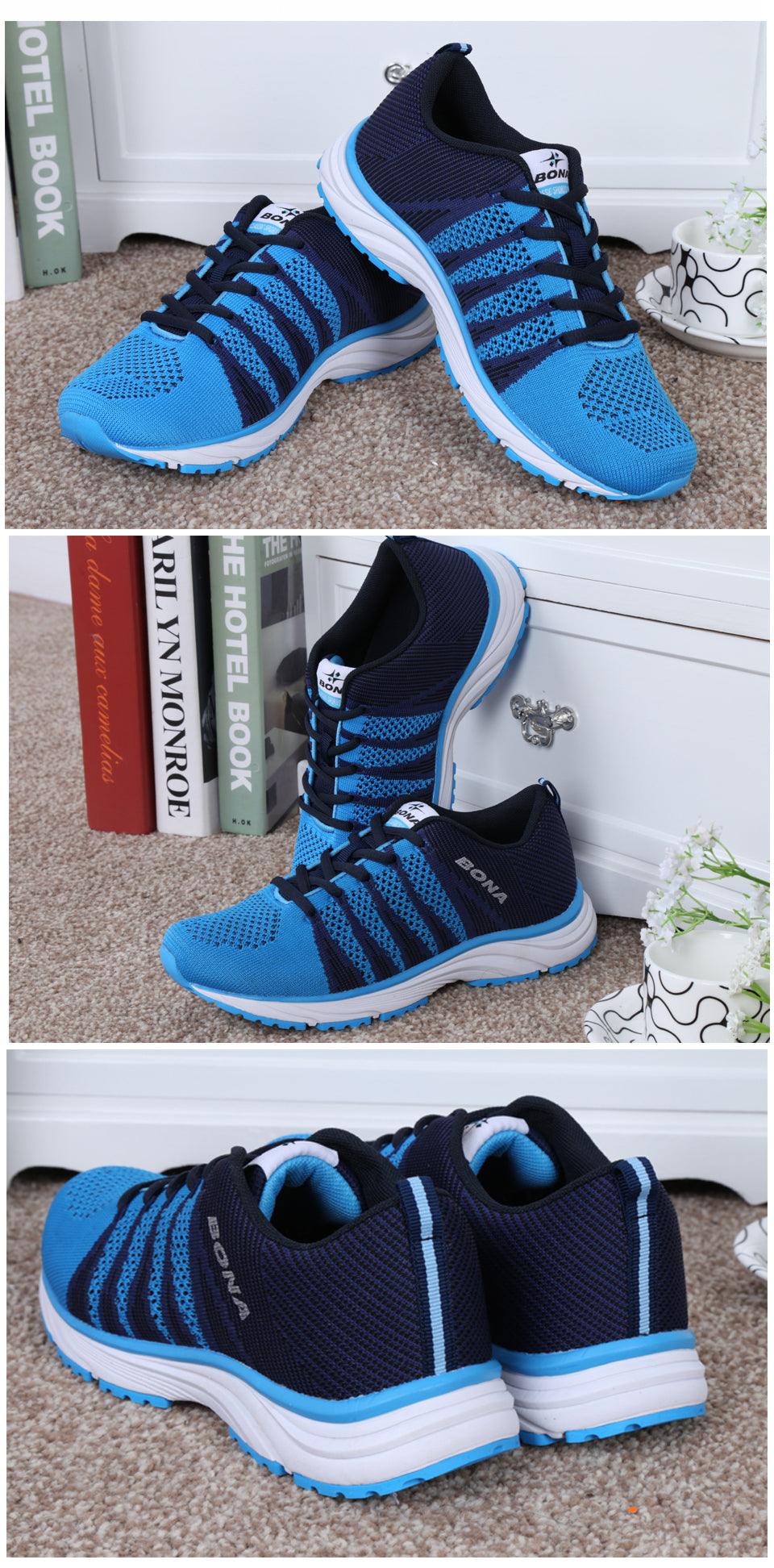 Stevvex women's running shoes blue navy mesh lace-up athletic sneakers with upper on Tampa Home & Garden Store
