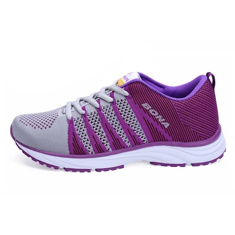 Stevvex women's running shoes, purple-gray mesh, lace-up, lightweight non-slip sneakers on Tampa Home & Garden Store