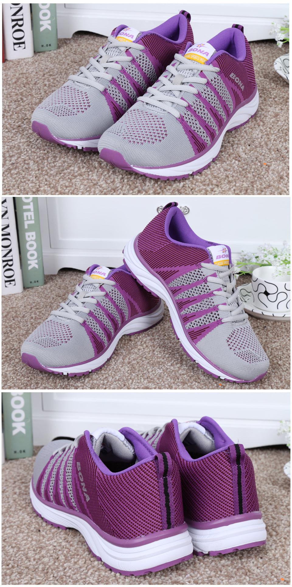 Stevvex ST85SH2789WHK lavender gray mesh lace-up lightweight non-slip athletic sneakers on Tampa Home & Garden Store