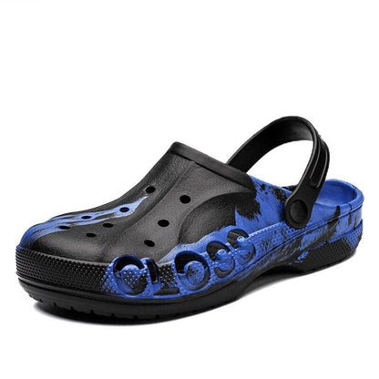 Stevvex men's blue and black garden clogs with back strap and anti-skid sole on Tampa Home & Garden Store