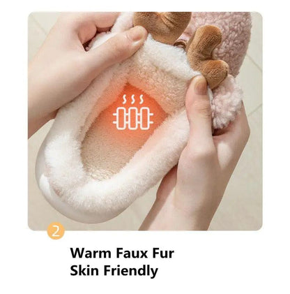 Thick Sole Christmas Deer Slippers for Women