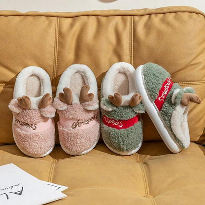 Thick Sole Christmas Deer Slippers for Women