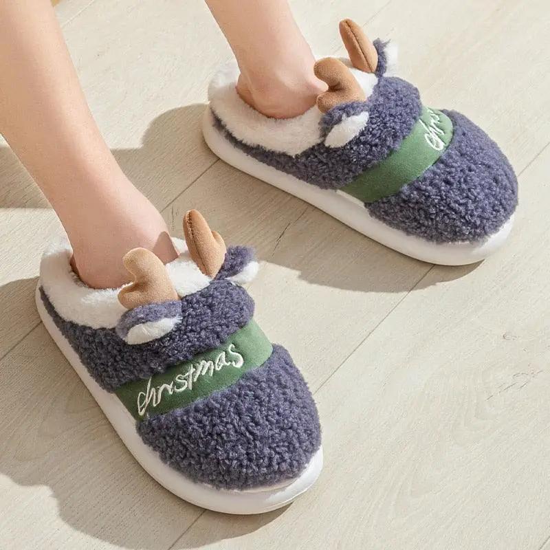 Thick Sole Christmas Deer Slippers for Women