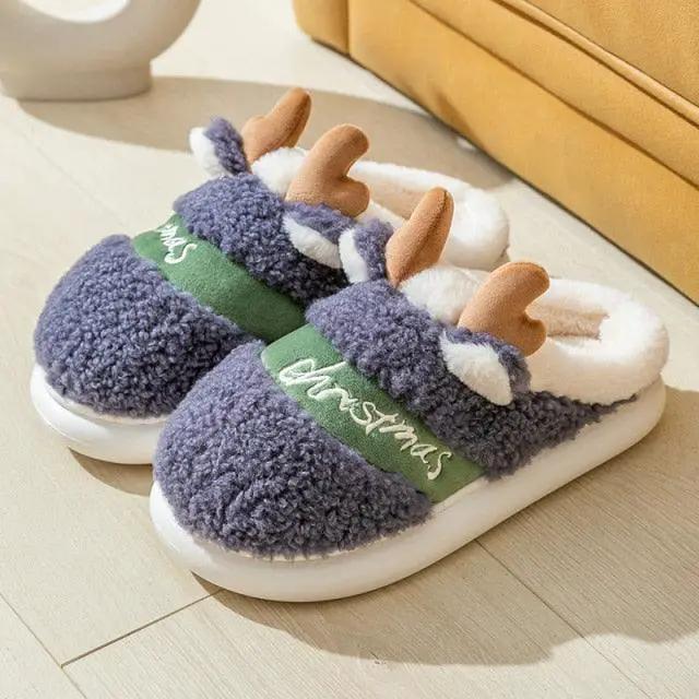 Thick Sole Christmas Deer Slippers for Women