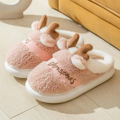 Thick Sole Christmas Deer Slippers for Women