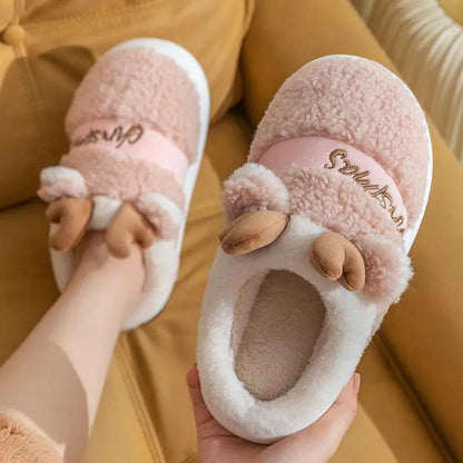 Thick Sole Christmas Deer Slippers for Women