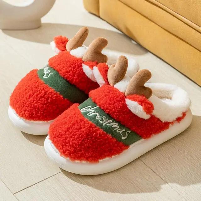 Thick Sole Christmas Deer Slippers for Women