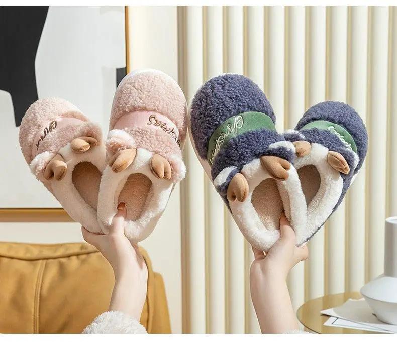 Thick Sole Christmas Deer Slippers for Women