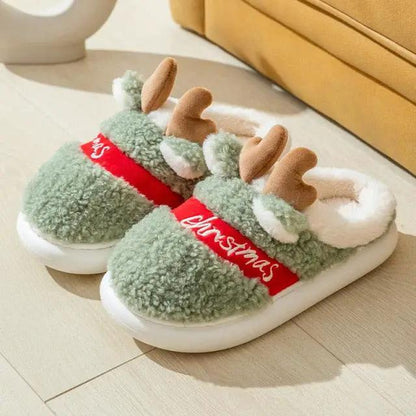 Thick Sole Christmas Deer Slippers for Women