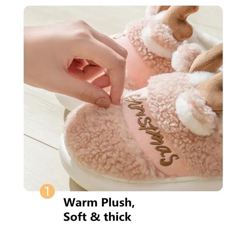 Thick Sole Christmas Deer Slippers for Women