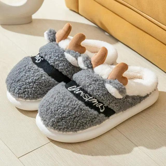 Thick Sole Christmas Deer Slippers for Women