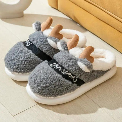 Thick Sole Christmas Deer Slippers for Women