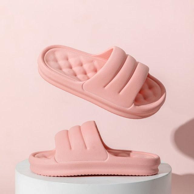 Pink EVA sofa slides with thicker cushioned footbed open toe anti-slip platform sole indoor use on Tampa Home & Garden Store