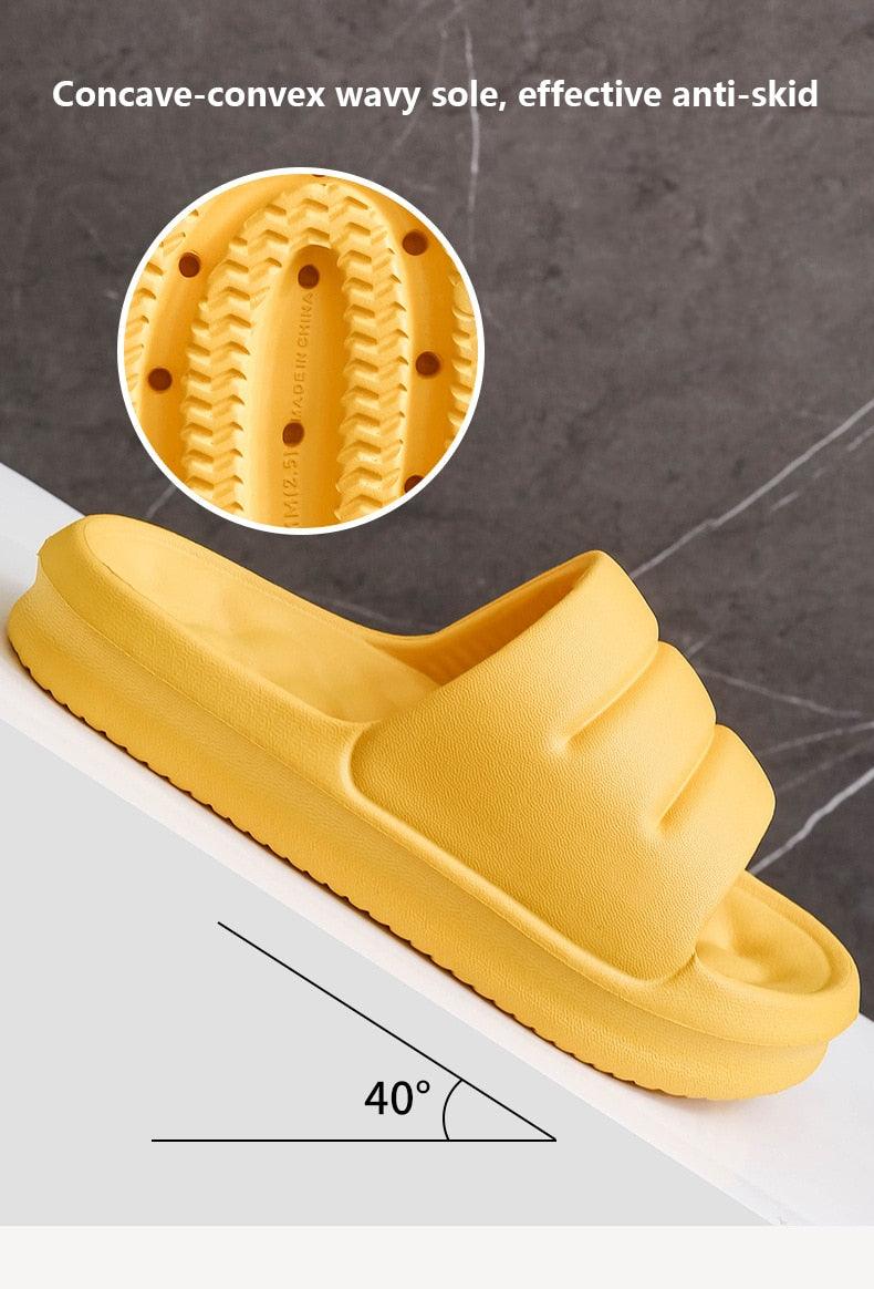 Yellow EVA cloud slides with thick sole, open-toe indoor sandals, anti-slip on Tampa Home & Garden Store