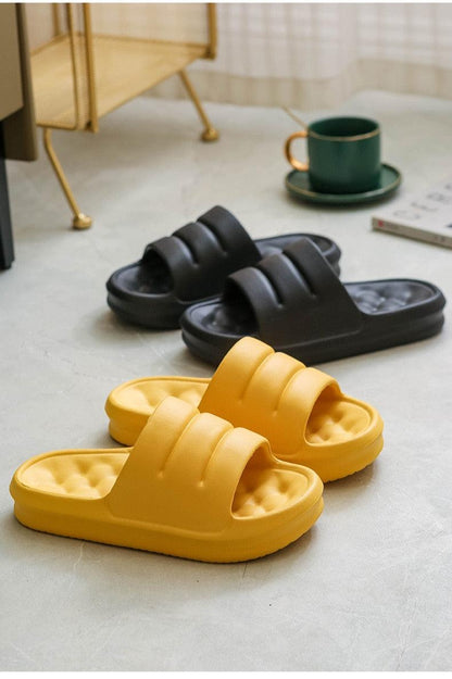 Stevvex thick EVA slides open-toe indoor sandals yellow and black anti-slip on Tampa Home & Garden Store