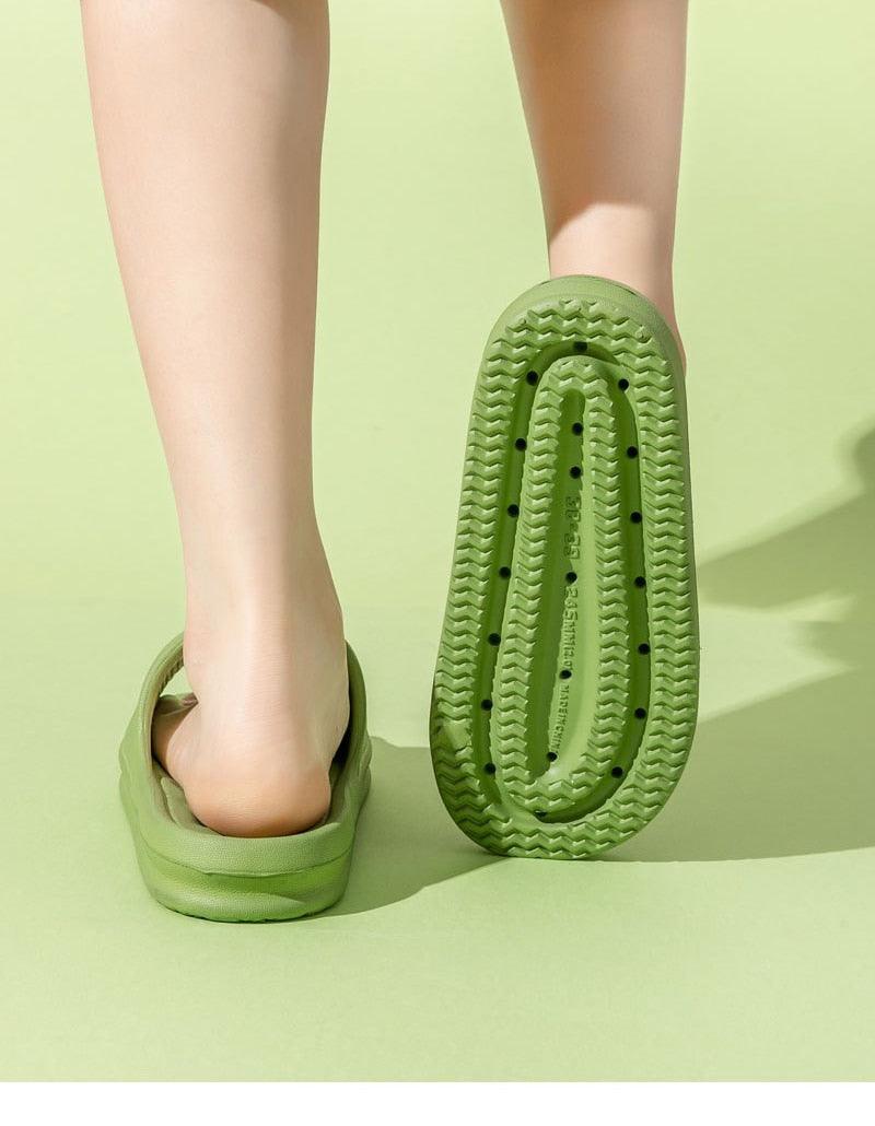 Stevvex green EVA cloud slides open-toe anti-slip sandals with thick sole on Tampa Home & Garden Store