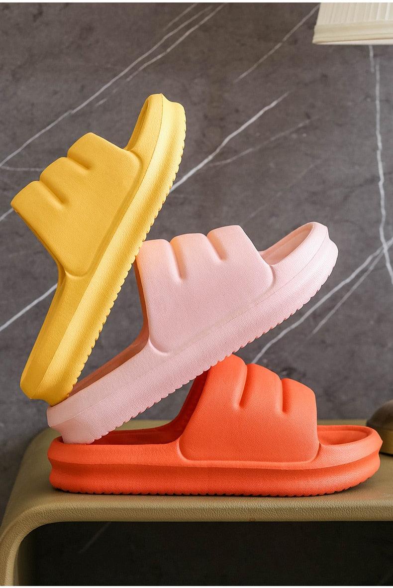 Stevvex EVA cloud slides 3-pack open-toe sandals in yellow pink coral with thick non-slip soles on Tampa Home & Garden Store