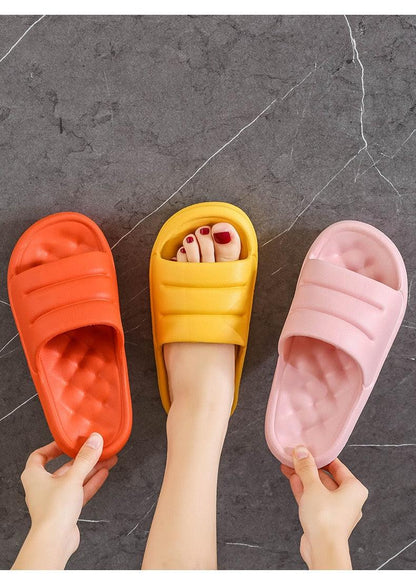 Stevvex EVA cloud slides open-toe indoor slippers in orange yellow pink with thick sole on Tampa Home & Garden Store