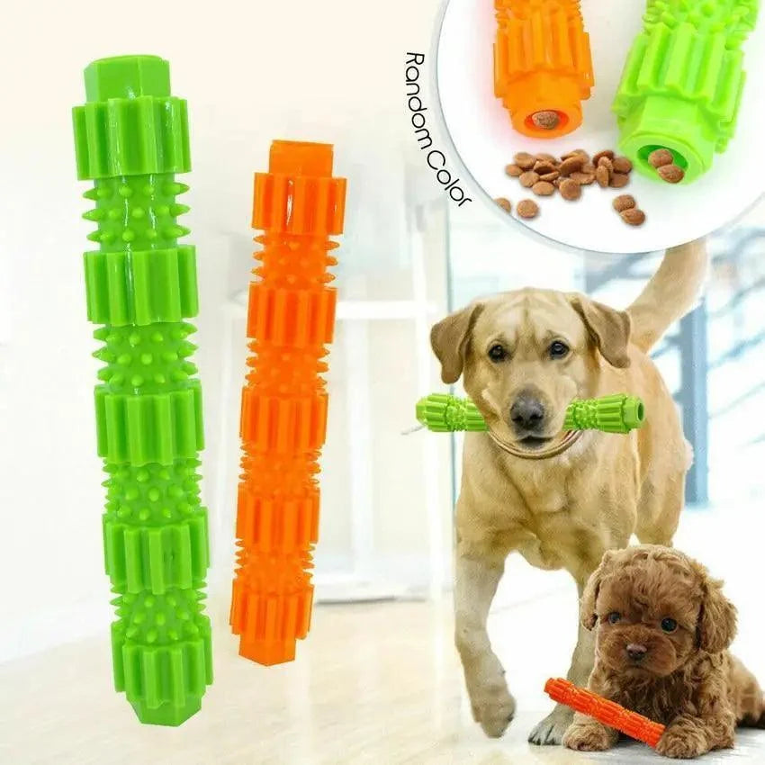 Stevvex rubber dog chew toy ALU93441XTC, two green/orange tubes for aggressive chewers on Tampa Home & Garden Store