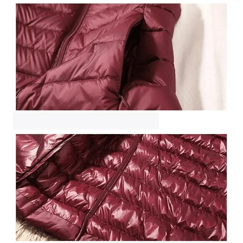 Stevvex burgundy ultra light womens down vest quilted sleeveless coat ST93348NLF on Tampa Home & Garden Store