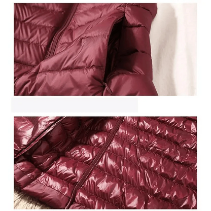 Stevvex burgundy ultra light womens down vest quilted sleeveless coat ST93348NLF on Tampa Home & Garden Store