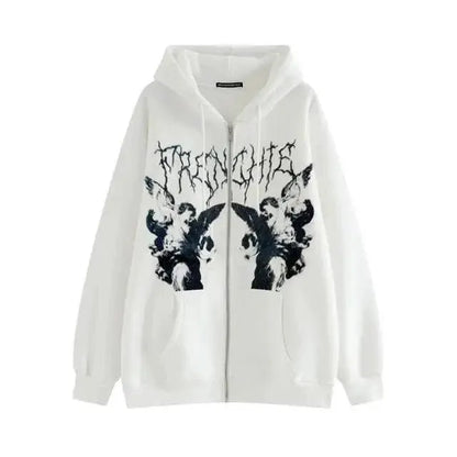 Trendy Vintage Hip Hop Hoodie Angel Print