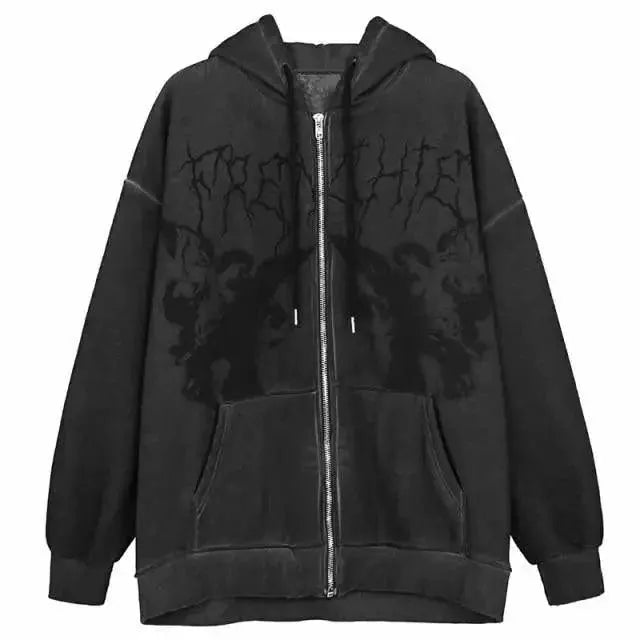 Trendy Vintage Hip Hop Hoodie Angel Print