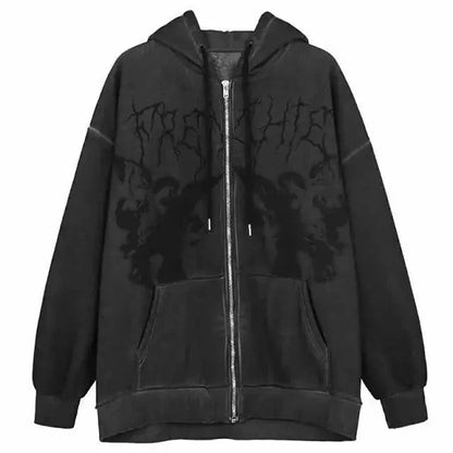Trendy Vintage Hip Hop Hoodie Angel Print
