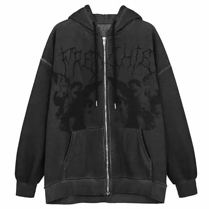 Trendy Vintage Hip Hop Hoodie Angel Print