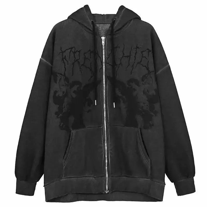 Trendy Vintage Hip Hop Hoodie Angel Print