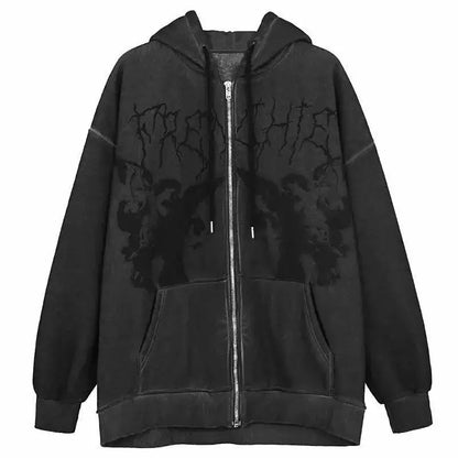 Trendy Vintage Hip Hop Hoodie Angel Print