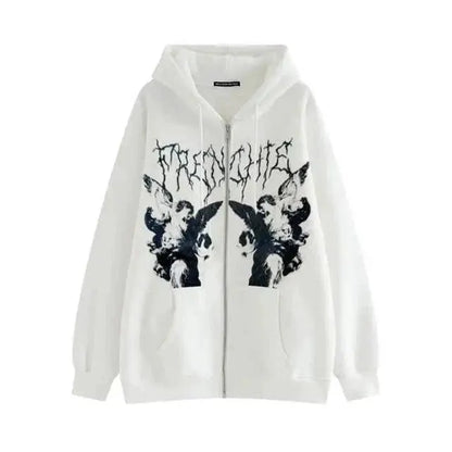 Trendy Vintage Hip Hop Hoodie Angel Print